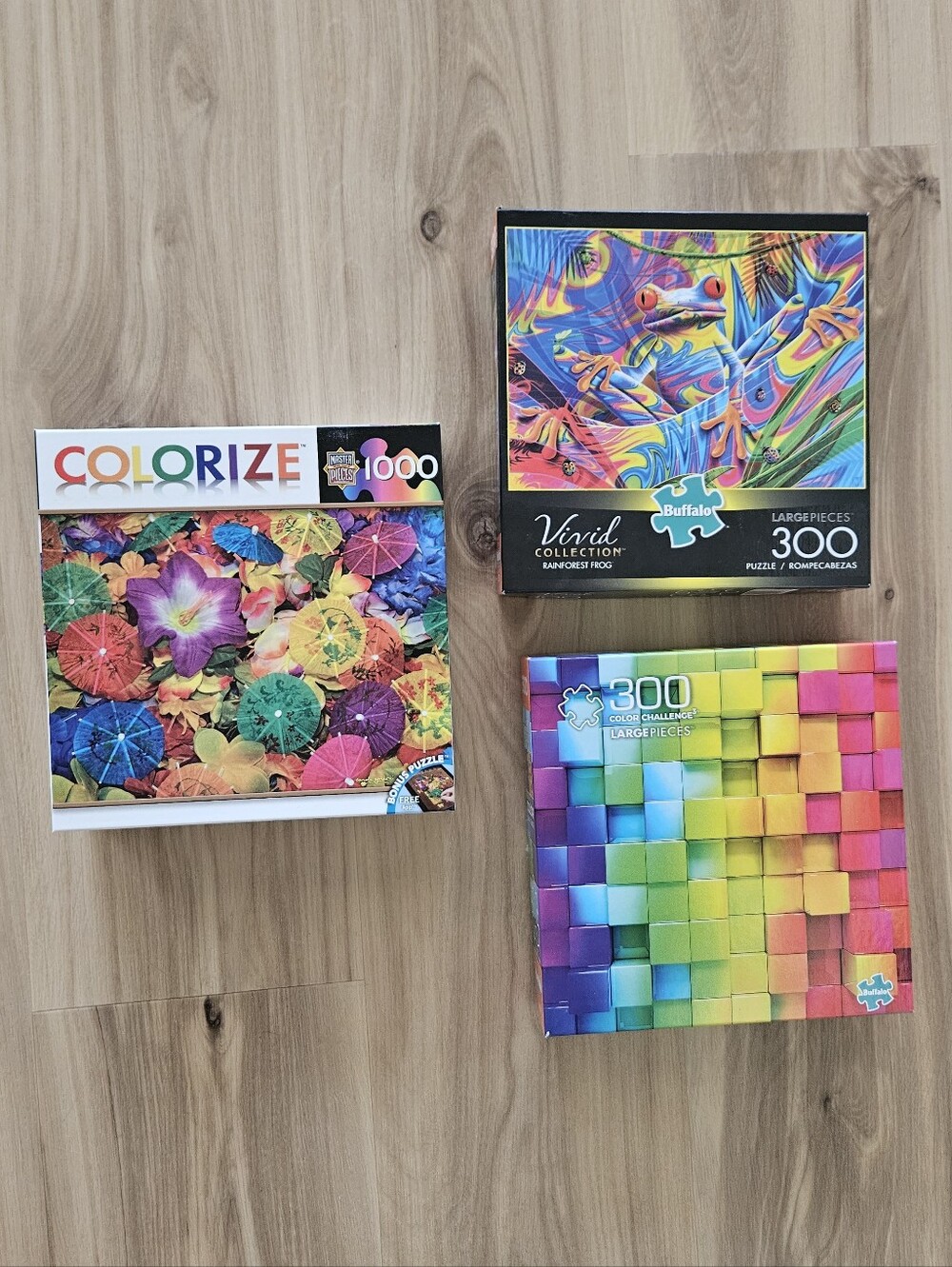 Colorful Jigsaw Puzzle Lot — Multicolor Designs (3 Puzzles)
